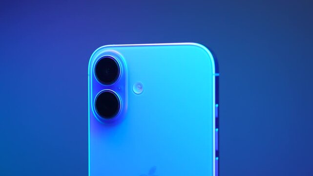 Moscow, Russia - March 15, 2025: Iphone 16 in the multicolored light