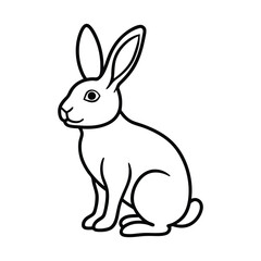Black and White Outline of Rabbit Icon for Wildlife, Animals, and Nature