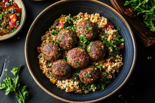 Beef bulgur wheat meatballs separate