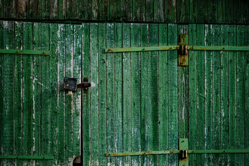 green old fence texture with gates