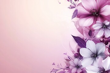 Floral Arrangement: A soft gradient background featuring a cluster of purple flowers