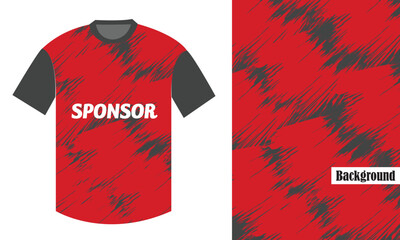 Sports soccer Sublimation jersey black and red t shirt printable thunder pattern design with mockup geometric pattern halftone grunge soccer cricket basketball hockey volleyball car bike racing 
