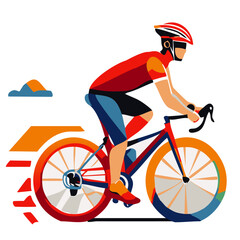 Fototapeta premium Stylized Illustration of a Cyclist Riding a Road Bike with Speed Effects 