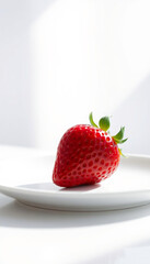 Ripe Strawberry on White Plate