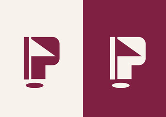 golf badge vector illustration sport graphic template in emblem style.Initial Golf Logo On Letter P Concept With Hand And Golf Ball Symbol Vector And Template