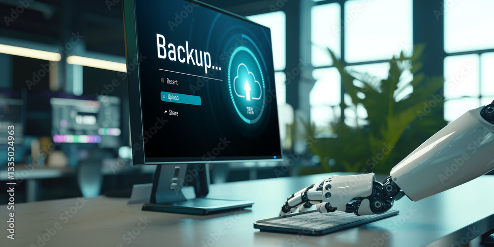 Poster backup storage data internet technology business concept. database storage cloud technology file dat