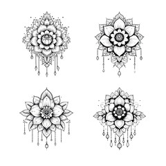 Hand Drawn Ethnic Mandala Pattern Intricate Henna Inspired Decoration