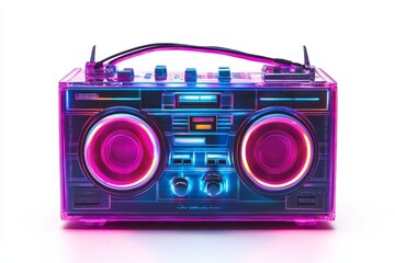 Neon boombox, studio, illuminated