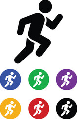 Running sport man icon in flat circle set. isolated on transparent background