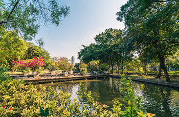 Obraz premium city park called the 80th Birthday Anniversary of His Majesty the King in Bangkok