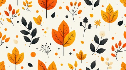 Vibrant Autumn Leaves Pattern with Bold Colors on Subtle Background for Creative Projects