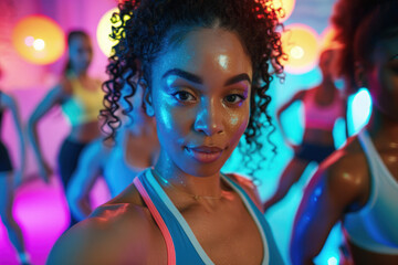 Fitness Influencer Leads Exercise Class Demonstrating Own Activewear Brand