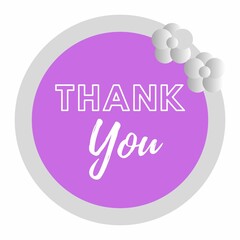 Thank You Sticker with Floral Decoration, Elegant Circular Badge