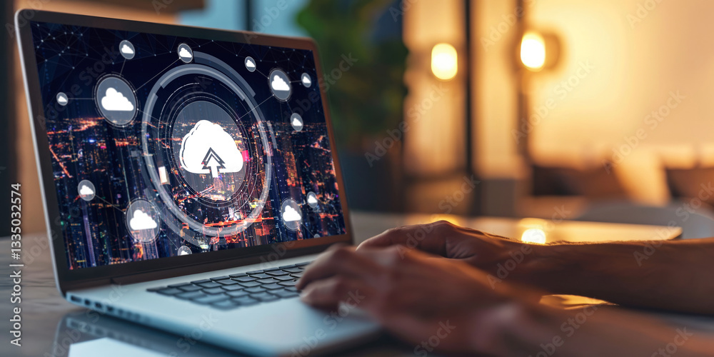 Poster cloud computing software for brisk remote work and personal data storage
