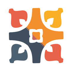 Geometric Brutalis Abstract Symmetrical Shapes, Modern Art, Vibrant Colors, Design