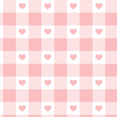 Pastel color gingham pattern with hearts