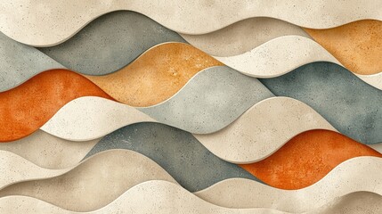 Abstract Wavy Shapes in Earthy Tones and Textured Background for Modern Designs