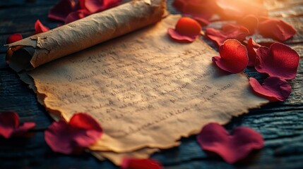 Ancient love letter on parchment