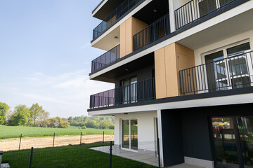 Contemporary Modern Apartment Building Exterior with Stunning Scenic Views in the City