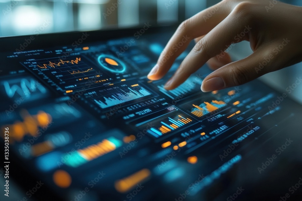 Leinwandbilder detailed analysis of financial data displayed on a digital screen in a modern workspace during the e