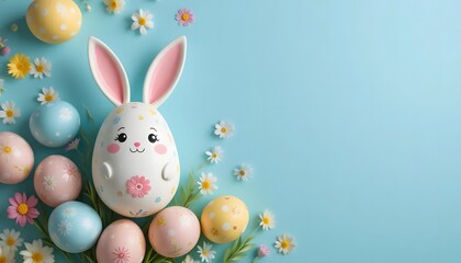 Fototapeta premium Floral Easter Delight blue background