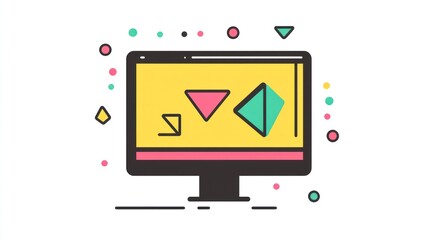 Fototapeta premium Colorful monitor display, abstract shapes, graphic design