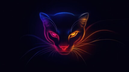 Neon Cat: A Glowing Feline Portrait
