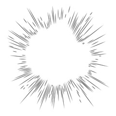 Speed lines manga effect. Comic line element. Radial focus for comic effect. Motion and action focus flash strip lines for anime comic book.