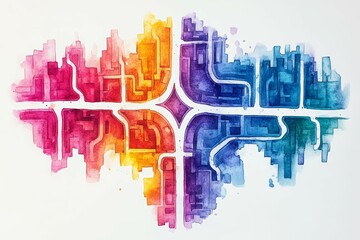 Obraz premium Map with Disjointed Routes, Delusional Disorder