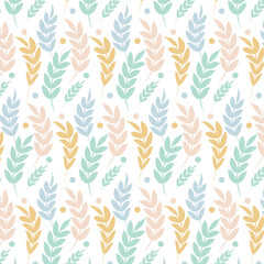 Pastel Colorful leaves seamless pattern design