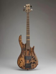 Obraz premium Handcrafted Bass Guitar: Wood Texture & Artistic Craftsmanship for Music Hobbyists