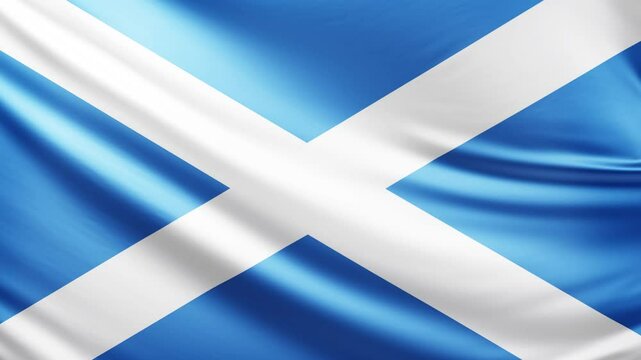 scotland flag video, close-up shot of symbol of scottish nation, europe, animated flag background video, 3D video of a flag, national symbol of the people, patriotism, full screen	