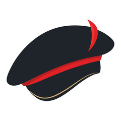 Black French Cap Beret Vector Illustration - Side View Cartoon, Clipart, and Line Art Design.eps