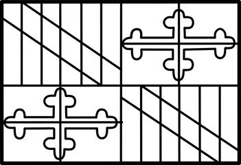Maryland Flag Outline with Geometric Pattern