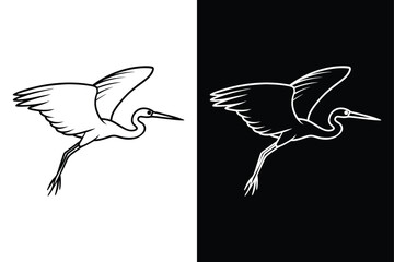 Obraz premium Egret flying icon vector on White Background ,Vector Art Illustration on white background.