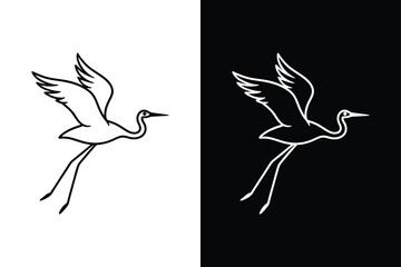 Obraz premium Stork flying icon vector on White Background ,Vector Art Illustration on white background.