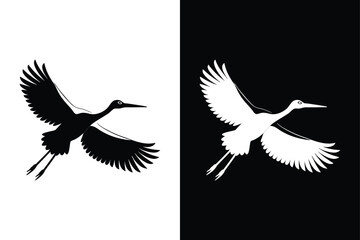 Stork flying icon vector on White Background ,Vector Art Illustration on white background.