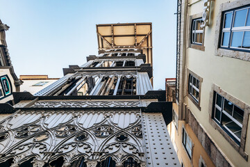 Lisbon, Portugal - January 2, 2025: The Santa Justa Lift, also known as the Carmo Lift, a historic elevator in the Santa Maria Maior parish in central Lisbon © Andrei Antipov