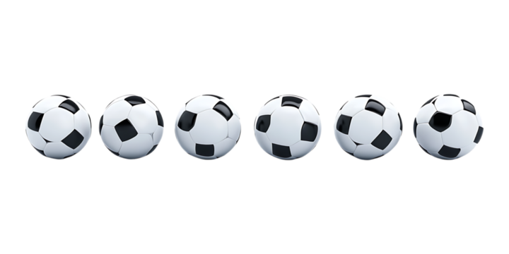 Pack Realistic Soccer Ball in Different Positions on Transparent Background for Sports, Branding, or Athletic Designs