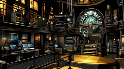 Obraz premium Futuristic Control Room Interior Design Technology