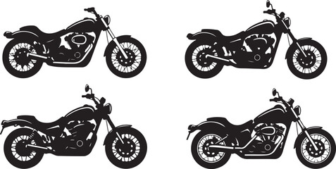 Minimalist Motorcycle Icon Collection for Automotive Graphics.