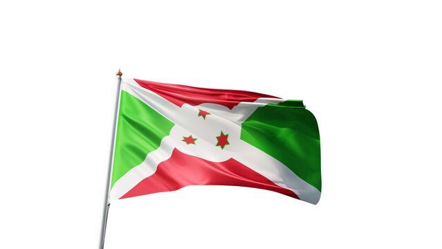Flag of burundi with no background, transparent png, flag on a flag pole waving in the wind, national symbol of burundi, country in africa, picture of a flag	