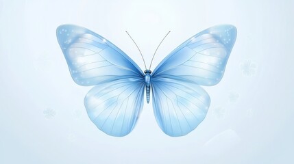 Closeup of a vibrant blue butterfly with intricate wing patterns isolated on white background.