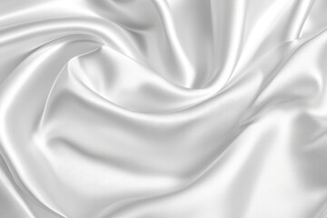 Fototapeta premium Elegant white silk fabric drapes in swirling folds