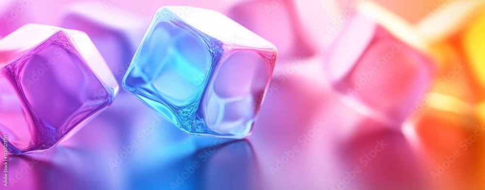 Poster a colorful abstract image with vibrant geometric patterns and a glossy texture, generating a dynamic