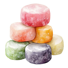 Colorful mochi delights japanese dessert food photography studio setting top view sweet treats