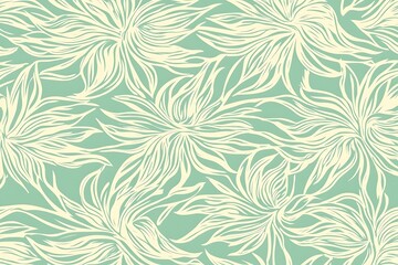 Floral flourish seamless pattern with flowing lines in pastel color palette