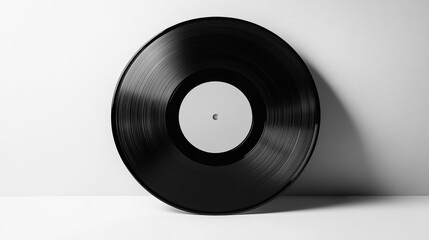 Fototapeta premium Authentic Black Vinyl Record on Plain Background