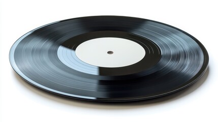 Obraz premium Classic Vinyl Record with Blank Label on White Background