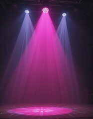 Illuminated stage spotlighting with pink and blue hues for event staging